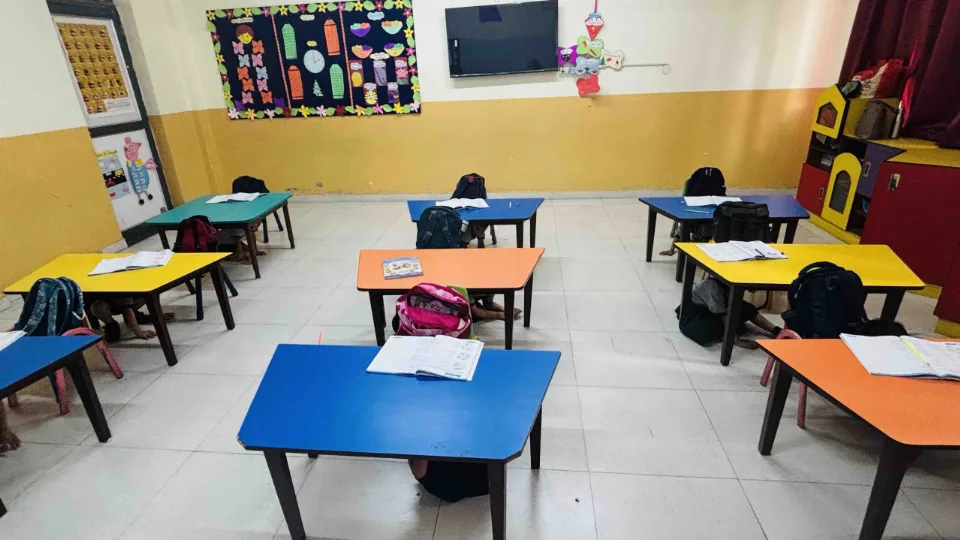 A Mock Drill was conducted for the students of Delhi World Public School to create awareness about emergency preparedness and safety procedures