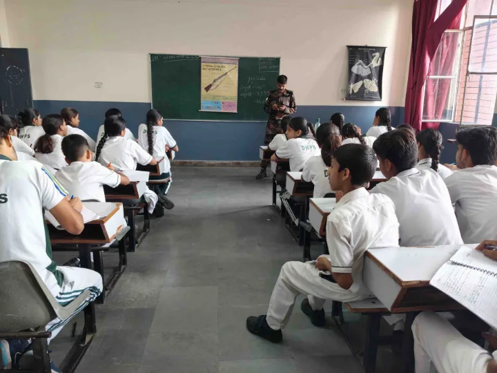 Weapon Training Class by NCC Officer at Delhi World Public School